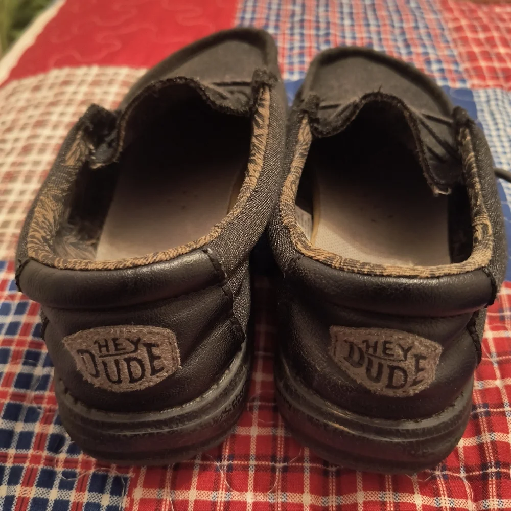 Items <$15 are 3/$30  Hey Dude Kids Moccasins in Black and Brown